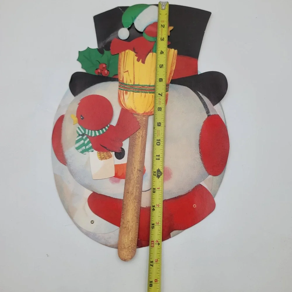 Vintage Jointed Snowman Cardboard Die Cut Christmas Wall Decor Large 26 Inch